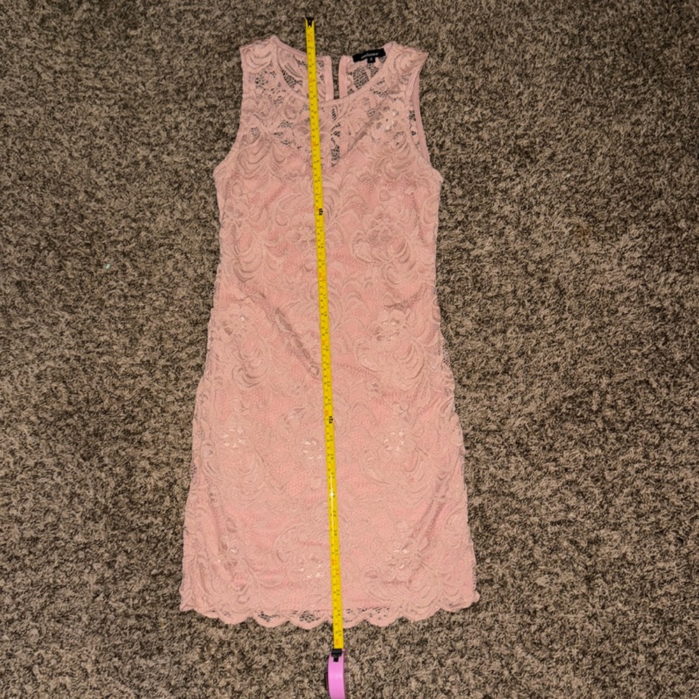 Pink lace mini dress